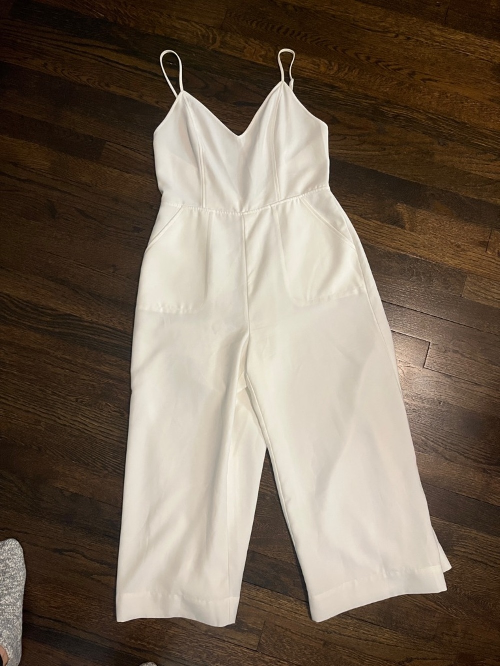 White Wide-Leg Cropped Jumpsuit with Adjustable Straps and Low Back
